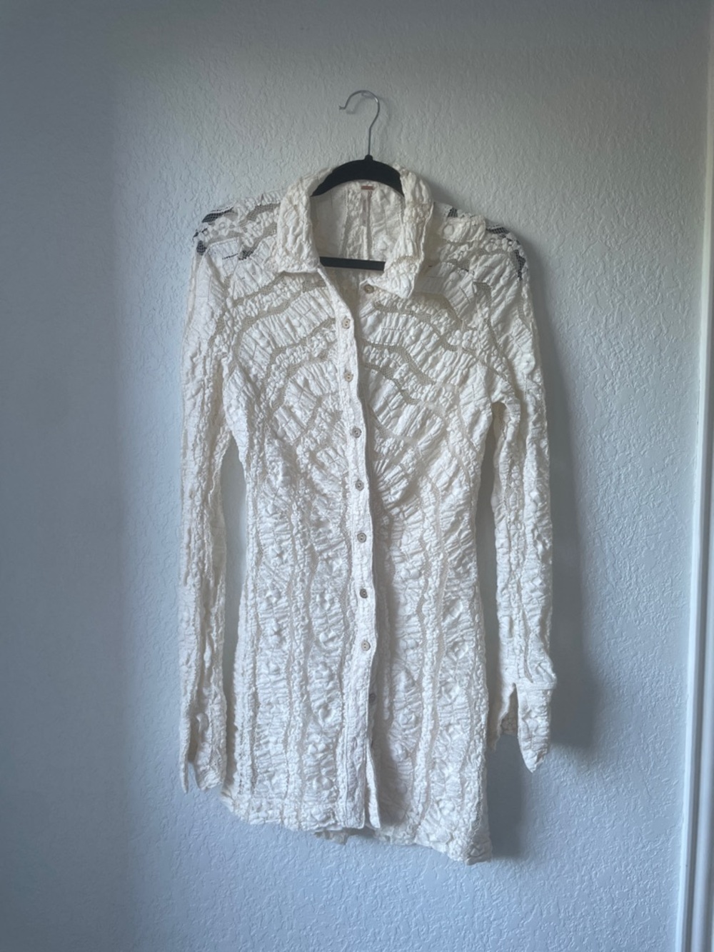 Free People Cream Textured Midi Dress